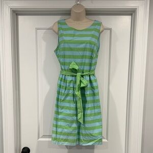 Garnet Hill Women’s Seize 12 Dress, Green and Blue Stripes